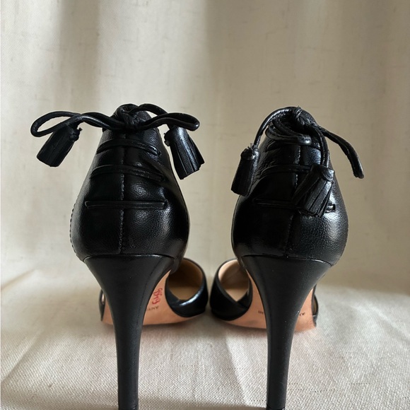 Antonio Melani Black Leather D’Orsay Pumps Pointed Toe Heels Size 6 - Picture 4 of 6